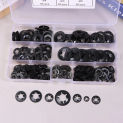 340pcs/box M3-M12 External Circlip Self-Locking Retaining Clip Push On Shaft Bearing Snap Ring Washer Kit Set Black 65mn Steel