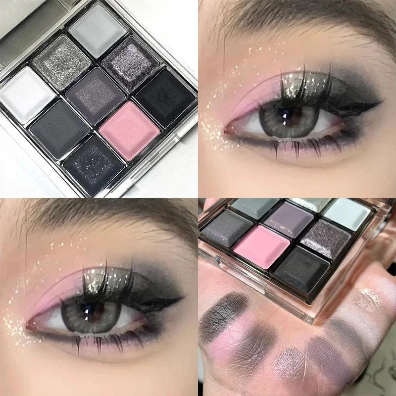Description Picture 4 of item9 Colors Smoky Black Pink Eyeshadow Makeup Pallete Matte Chocolate Brown Eye Shadow Palette Shimmer Shiny Eyeshadow Palette