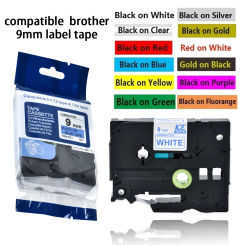 9mm Multicolor Laminated Label Tape label ribbon tze tape for Brother p-touch printers as Tze-221 tze-221 tze221 tze 221 tz 221