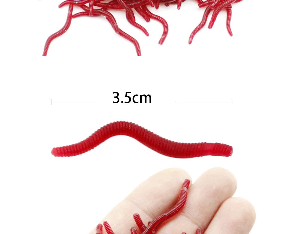 Description Picture 3 of item50/100/200pcs Lifelike Fishy Smell Red Worms Soft Bait Simulation Earthworm Carp Bass Fishing Lures Artificial Silicone Lures