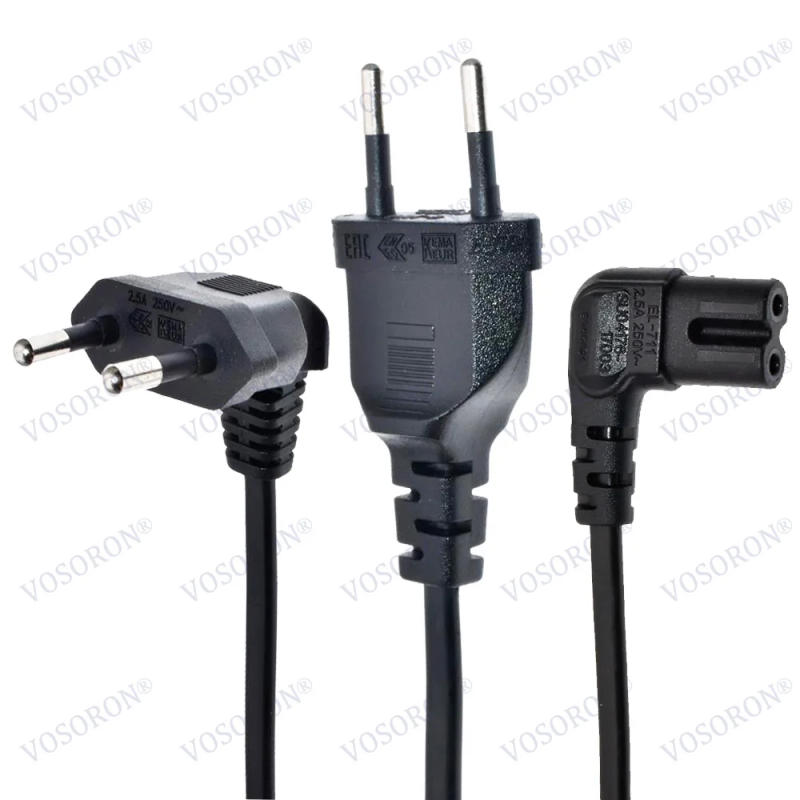 Description Picture 2 of itemEU Schuko CEE7/16 to IEC320 C7 Angle Converter Angle Extension Cable for Samsung Philips Sony LED TV Figure8 AC Power Cord 1m~5m