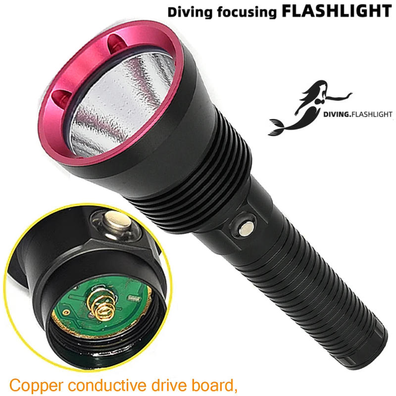 Description Picture 6 of itemYellow XHP-70 second-generation LED spotlight super bright 8000 lumens diving rechargeable flashlight 2 26650 batteries