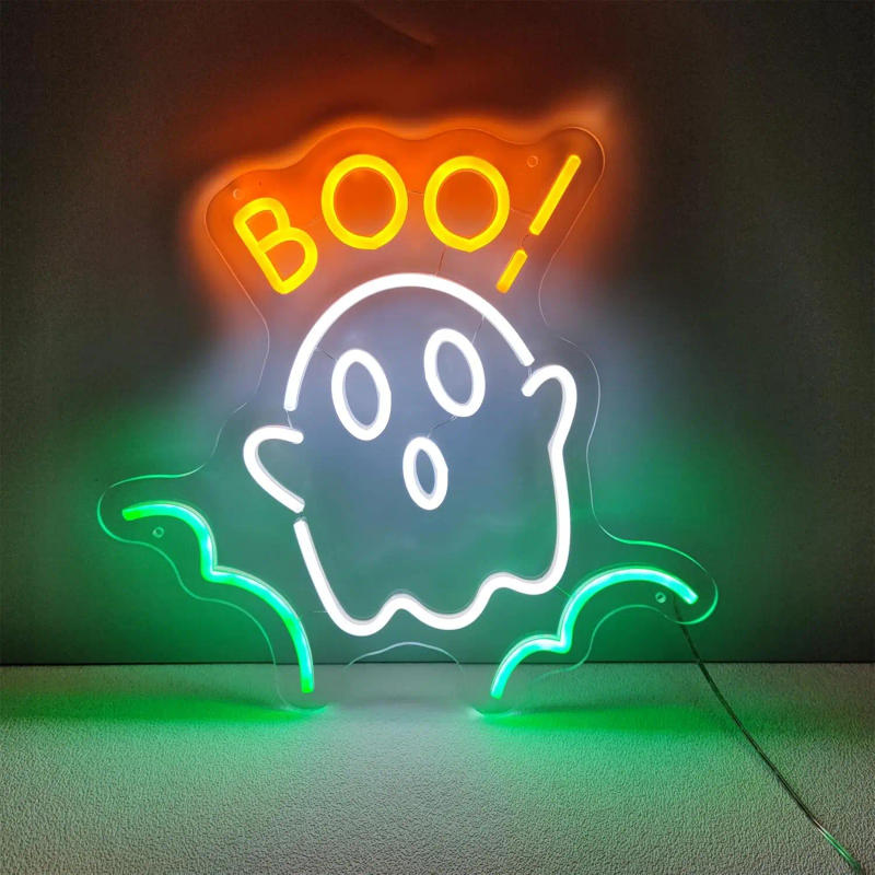 Description Picture 4 of itemMagic Ghost Neon Sign Halloween Decoration Spooky Ghost LED Lights Anime Room Decor Gothic Lamp Bedroom Bar Home Party Art Signs
