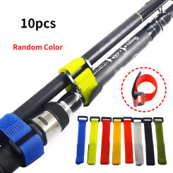 10pcs Fishing Rod Tie Holders Straps Belts Suspenders Fastener Hook Loop Cable Cord Ties Belt Fishing Tackle Fishing Accessories