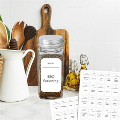 216 Pcs Self-adhesive Labels Waterproof Oil-proof Pre-printed Minimalist Style Stickers For Kitchen Spice Jar Bathroom Cleaning