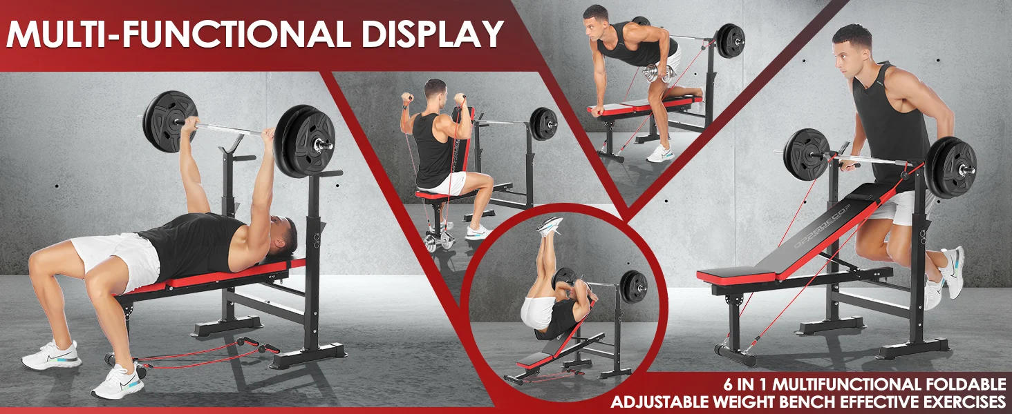 Description Picture 6 of item600lbs 6 in 1 Weight Bench Set with Squat Rack Adjustable Workout Bench with Leg Developer Preacher Curl Rack Fitness
