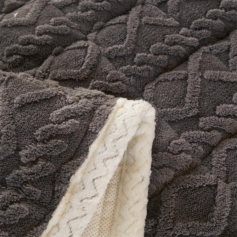 Description Picture 5 of itemThick Fleece Mattress Pad Warm Coral Fleece Bed Blanket Pads for Winter Solid Color Mattress Protector Cover for Double Beds