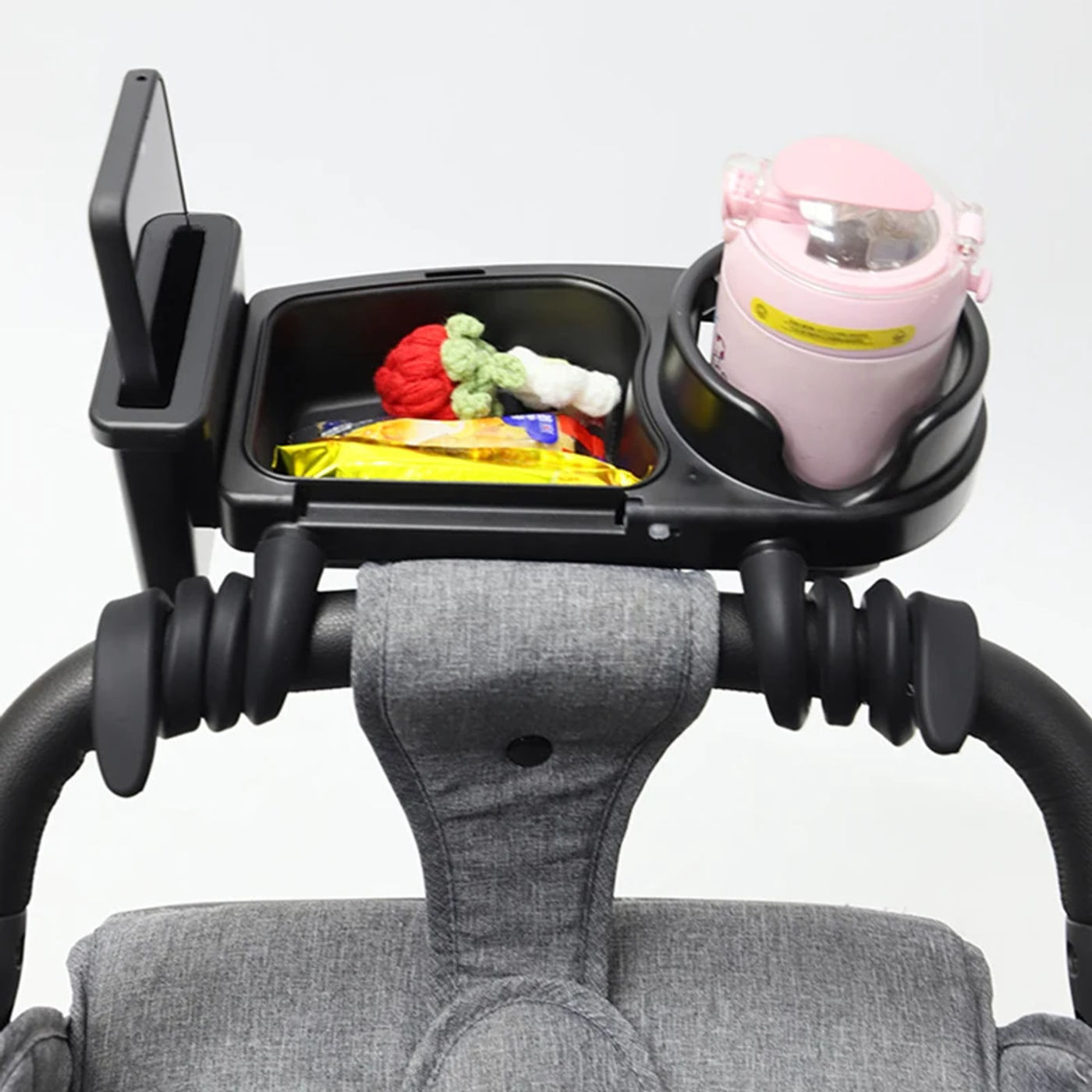 Description Picture 5 of itemAdjustable Universal Stroller Tray with Cup Holder & Parents Seat Rack - Food Tray for Infant & Toddler Pushchair