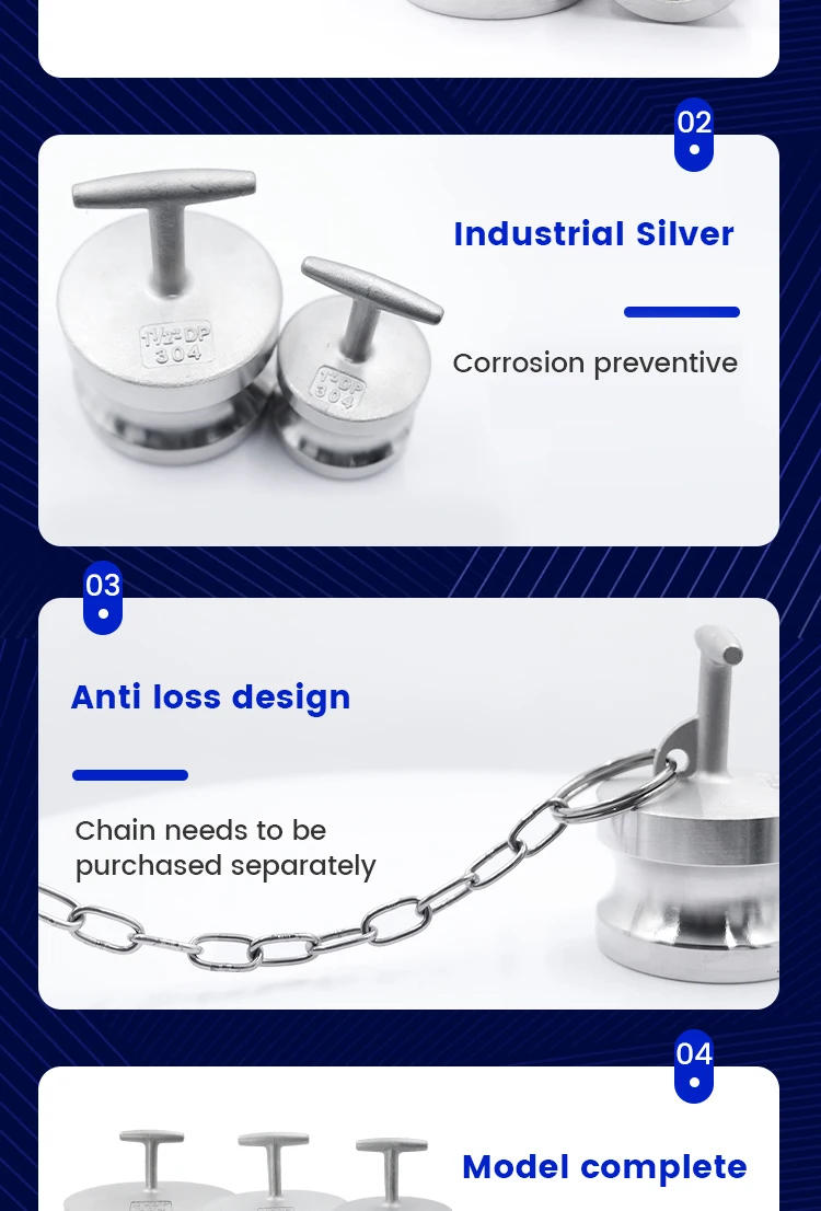 Description Picture 5 of itemDP DN65 Camlock Plug 2.5 Inch SS304 Heavy Duty Industrial Hose Coupler End Cap Quick Release Sealing