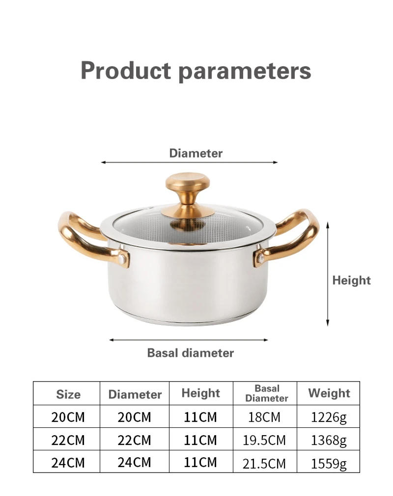 Description Picture 6 of item304 Stainless Steel Soup Pot Honeycomb Non-stick Pot with lid Household Hot Pot Induction Cooker Gas Stove Universal Frying Pan