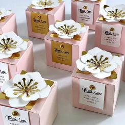 20/50Pcs Hardcover Pink Gift Box With Flower Card Gift Packaging boxes birthday party wedding new year gift Bag