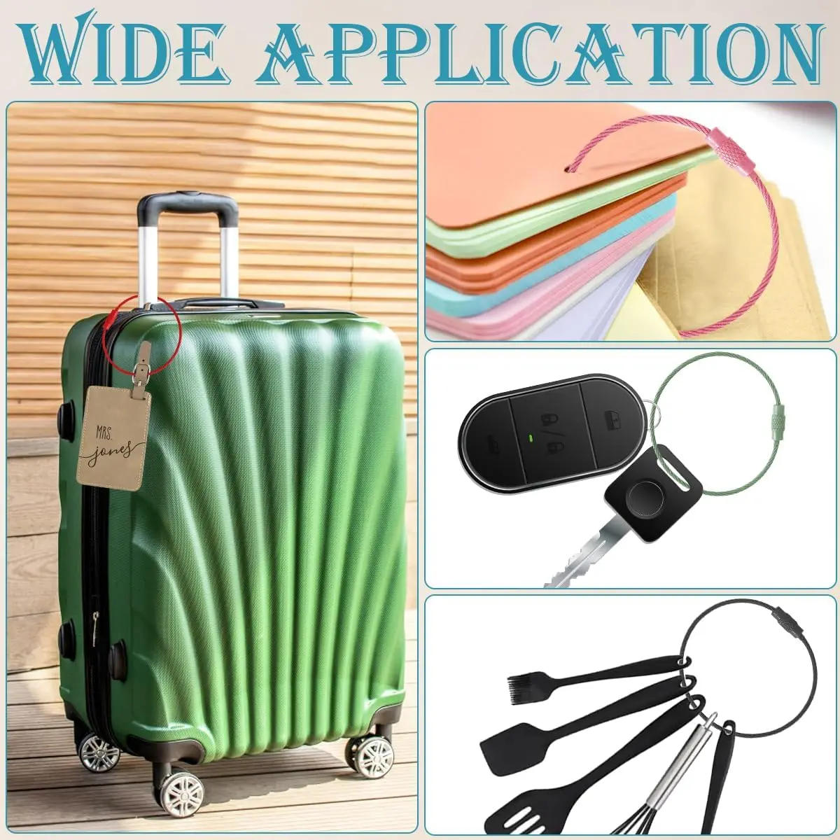 Description Picture 6 of item10PCS Steel Wire Keychain Colors Stainless Ring Key Keyring Circle Rope Cable Loop Outdoor Camp Luggage Tag Screw Lock Gadget