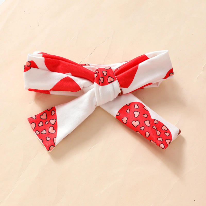 Description Picture 5 of itemValentine's Day Baby Girls' Clothing Set 0-3 Y Flare Sleeved Dress Top+Heart Printed Pants+Headband 3Pcs Toddler Outfit