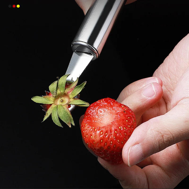 Description Picture 6 of itemStainless Steel Strawberry Huller Fruit Leaf Knife Stem Remover Strawberry Pineapple Tomato Corer Slicer Cutter Kitchen Items
