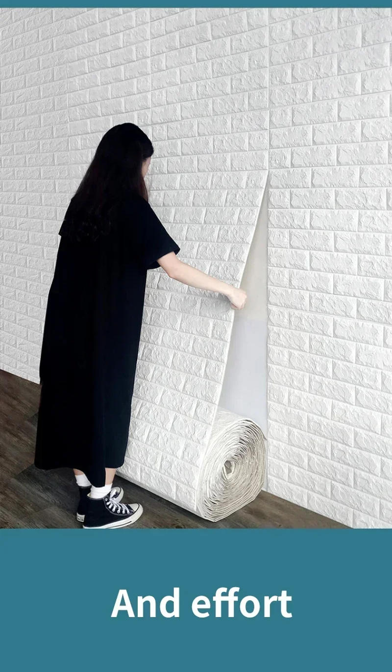 Description Picture 3 of item70cm*100cm Retro 3D Wallpaper Wall Decoration Foam Brick Self Adhesive Waterproof Wall Sticker