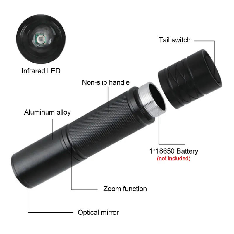 Description Picture 4 of item850nm/940nm Infrared Flashlight Adjustable Focus Zoomable IR Hunting Torch Infrared Radiation Weapon Light Night Vision Devices