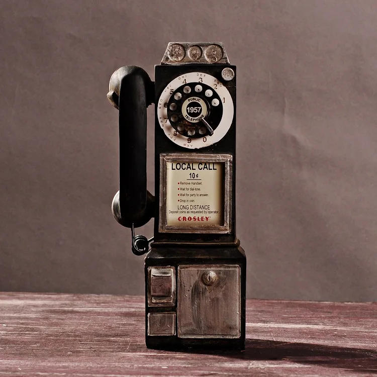 Description Picture 2 of itemRetro Vintage Telephone Model Wall Hanging Furniture Phone Crafts Gift for Coffee Bar Old Antique House Phones Statue Decoration