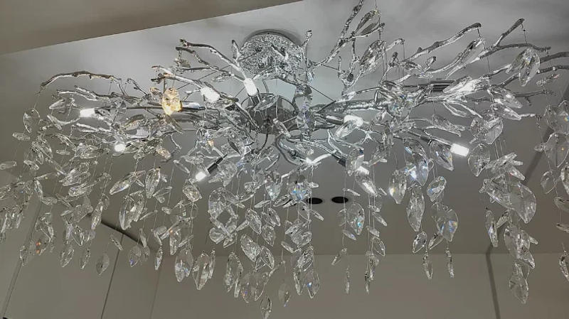 Description Picture 5 of itemItalian Designer Luxury Crystal Pendant Chandelier Chrome Gold Suspension Lamp Villa Living Dining Room Tree Branch LED Lighting