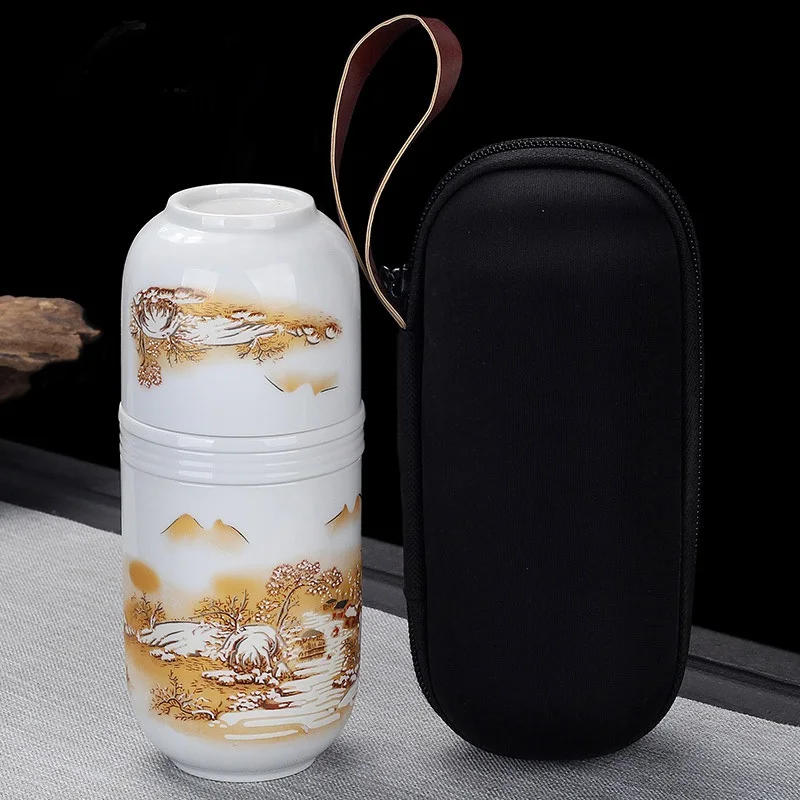 Description Picture 2 of itemPortable Travel Teapot with Travel Bag Ceramic Teapot with 2 Cups Tea Sets Chinese Kongfu Tea Sets for 2 People