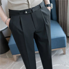 Suit Pants For Men High Quality Korean Luxury Clothing Ankle Length Mens Dress Pants Slim Fit Business Formal Men's Trousers 40
