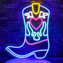 Boots Neon Sign Angel LED Neon Light Western Decor For Wall For Bedroom Bar Living Room Birthday Gift Game Room