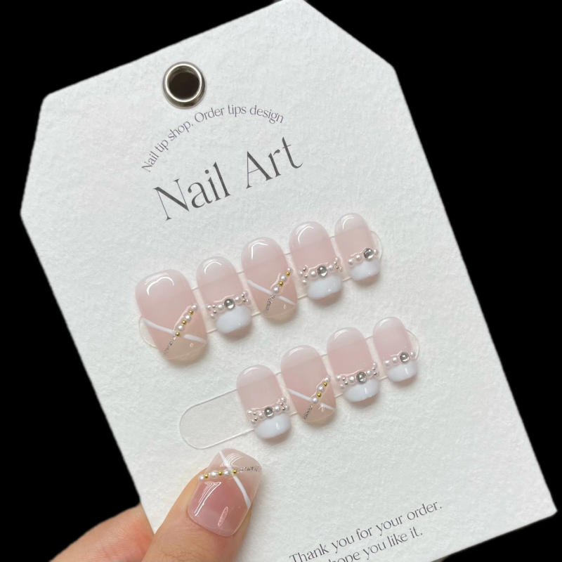 Description Picture 3 of item10 PCS Luxury Handmade Press on Nails Middle Square Gentle Mage Design False Nails with 4-PIECE Tool Adhesive Nail Glue Tabs