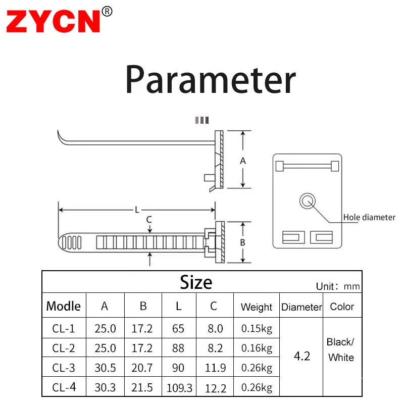 Description Picture 6 of item20PCS Cable Tie Mount Adjustable Clips Self Adhesive Strap Fix Holder Plastic Network Wire Power Cord Car Organizer Clamp CL-1