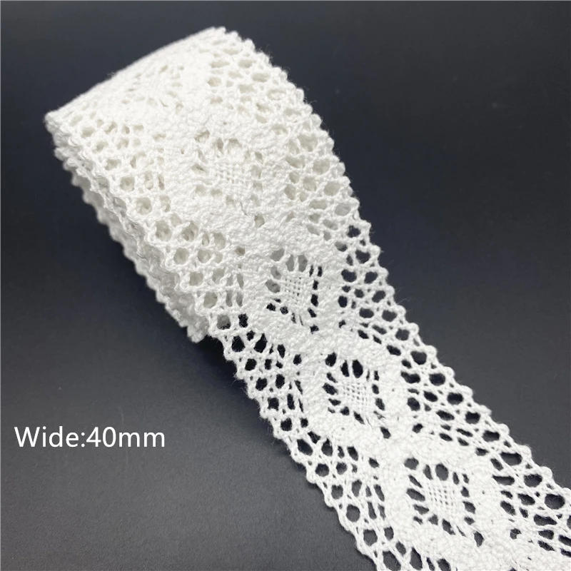 Description Picture 4 of item10mm-50mm 2yards White 100%Cotton Lace Ribbon For Apparel Sewing Fabric Trim Cotton Crocheted Lace Ribbon Handmade Accessories