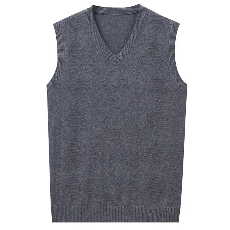 Description Picture 5 of item2024 New Autumn Men's Woolen Vest Knitted Clothing  Casual Sleeveless Slim Loose Business Vest V-neck Sweater Plus Size 3XL