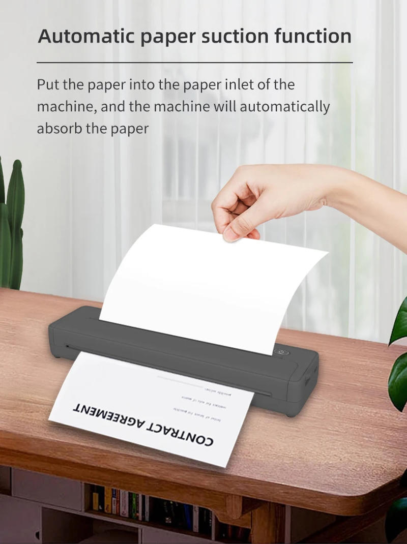 Description Picture 6 of itemInkless Thermal Printer BluetoothA4 203dpi Mini Portable Rechargeable Inkless Thermal Printer for School OfficeWork Home Print