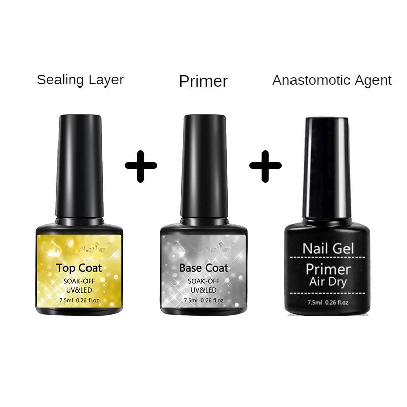 Description Picture 2 of item15Ml Acrylic No-acid Primer Nail Art Set With Base Coat And Top Coat Soak Off Gel Nail Polish For Nail Art Design Tool Kit