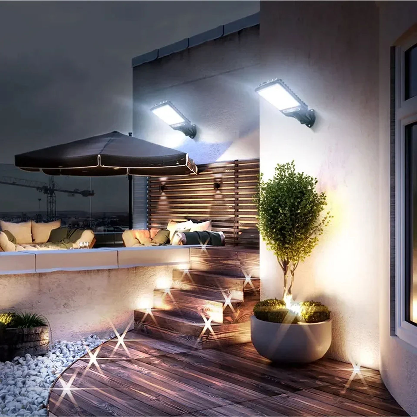 Description Picture 6 of itemCOB Outdoor LED Solar Wall Light Motion Sensor Remote Control Auto On/Off Garage Doorway Patio Lighting Anti-theft Street Light