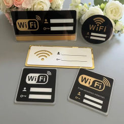 WIFI Sign Mirror Wall Stickers Self-adhesive Acrylic Rewritable Handwriting Account Password Wall Decals Mural For Shop Decor