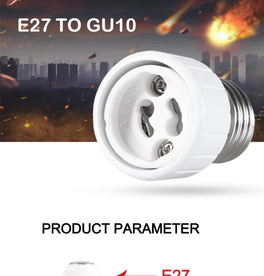 Description Picture 2 of itemE27 to GU10 Adapter LED Bulb Socket Standard E27 Interface Fireproof Material Suitable For LED Plant Light Cup Halogen Lamp