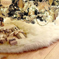 78/90cm Christmas Tree Skirt White Plush Faux Fur Mat Dinning Tabletop Tree Base Cover Home New Year Decoration Small Carpet
