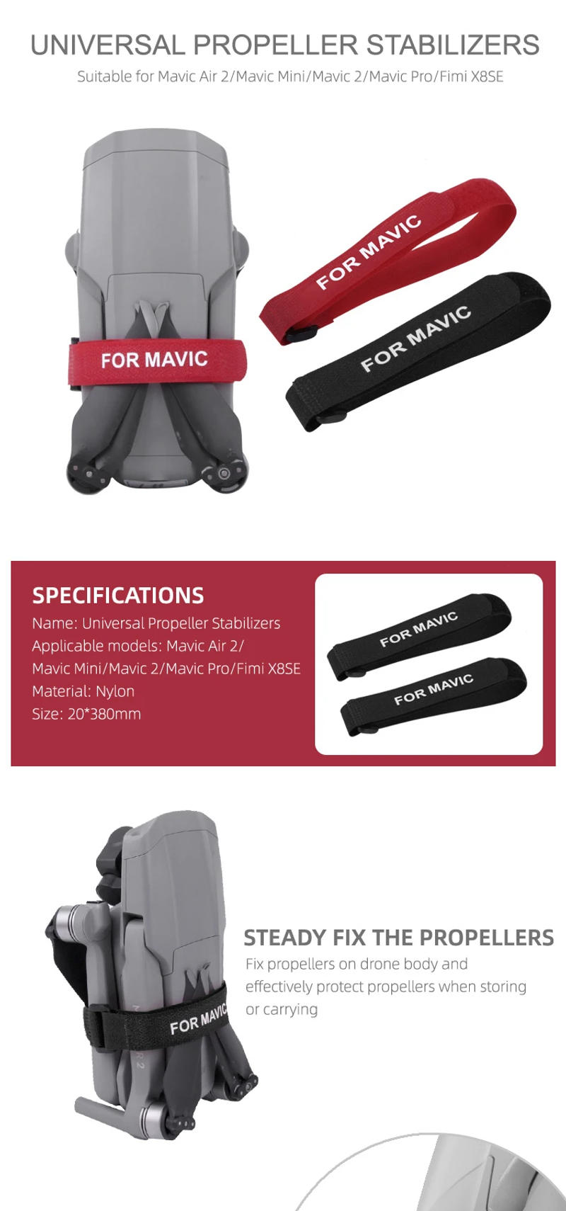 Description Picture 2 of itemPropeller Stabilizer For Mini 3 4 Pro Fixing Straps Drone Blade Holder Protective for DJI Mavic 3/Mini 2/SE/Air 2/2S Accessories