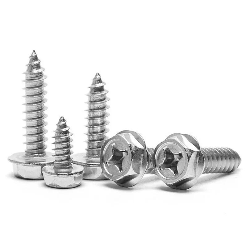 Description Picture 4 of item304 Stainless Steel Cross Groove Outer Hexagon Flange Self Tapping Screw with Pad Self Tapping Bolt M3 M4 M5 M6