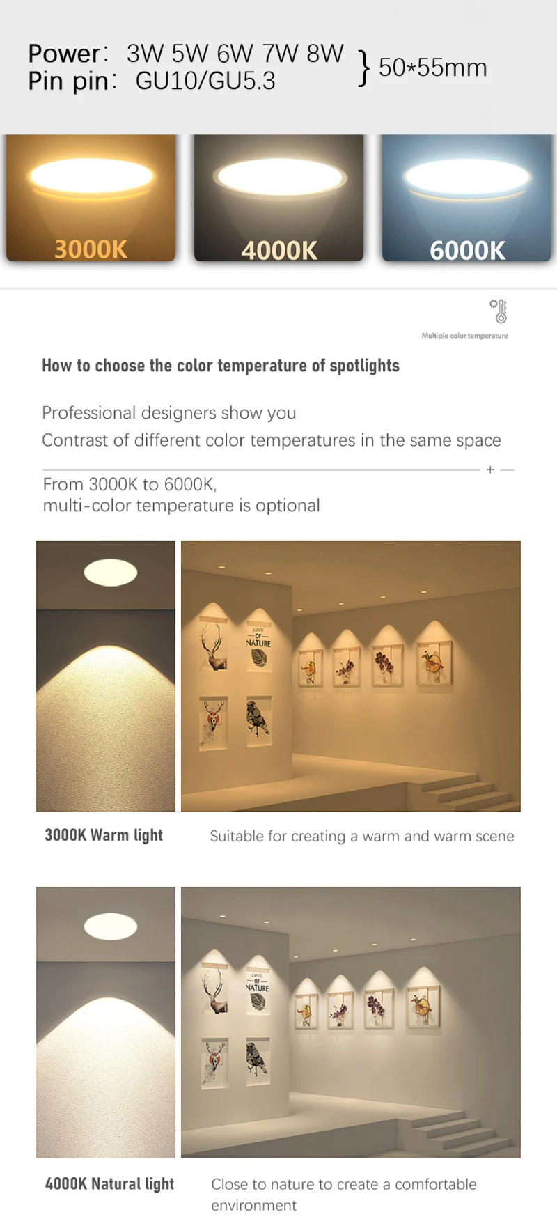 Description Picture 5 of itemLED energy-saving spotlight GU10 GU5.3 AC100-240V 220V 120V non-strobe 3000K 4000K 6000K 3W-8W can replace 30W 50W halogen lamp