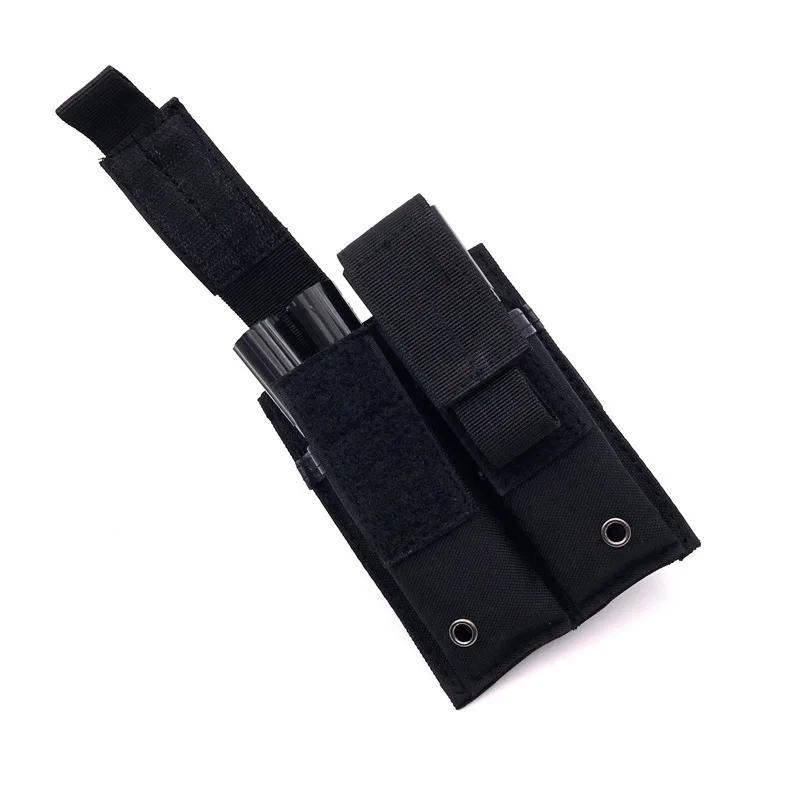 Description Picture 4 of itemMolle 9MM Double Magazine Pouch Pistol Mag Holster Flashlight Holder EDC Hiking Hunting Accessories Waist Bag Vest Pouches