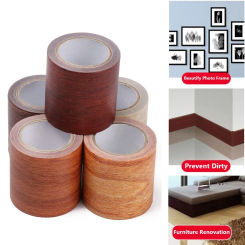 5M/Roll High Quality Self-adhesive Floor Repair Sticker Wood Grain Realistic Duct Tape Waterproof Skirting Line Home Decoration