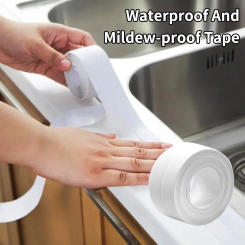 1m/3.2m PVC Waterproof Sealing Tape for Bathroom Sink, Shower, Bathtub and Toilet - Self Adhesive Wall Sticker