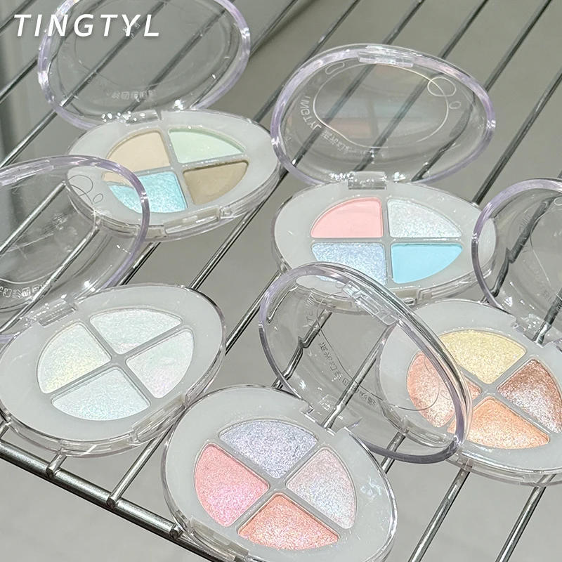 Description Picture 3 of itemCrystal Peach Diamond 4-Color Eyeshadow Palette Metallic Glitter Chameleon Sparkle Highlighter Powder for Eyes Nose & Brow Bones