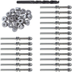 Hot 20 Pairs 1/8 Inch Cable Railing Kits 30 Degree Beveled Washer Threaded Stud Tension End Fitting Terminal For Decking