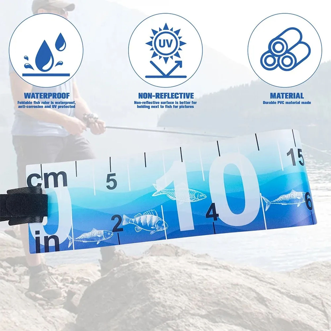 Description Picture 5 of item1Pcs Waterproof Fish Measuring Ruler 90cm/35in Foldable Fishing Measuring Tape Sticker Fishing Accessories Tackle Tool