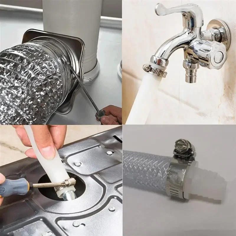 Description Picture 3 of item50pcs 8-44mm Hose Clamp Adjustable Worm Gear Set Fuel Hose Clamp For Plumbing Water Pipe Automotive Mechanical