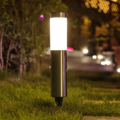 Solar Lawn Lights Outdoor Modern Stainless Steel Solar Garden Lights Waterproof Bright LED Pathway Lights Outside Lighting