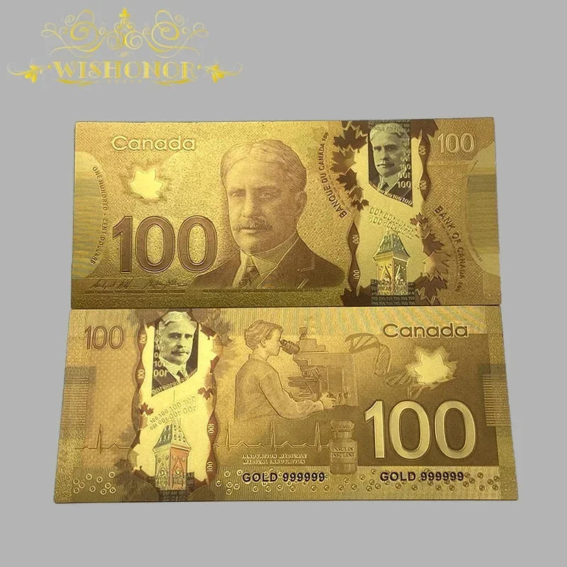 Description Picture 6 of item1pcs/lot Nice Canada Banknote 1 10 100 Canadian Dollar Banknote in 24k Gold Plated For Collection