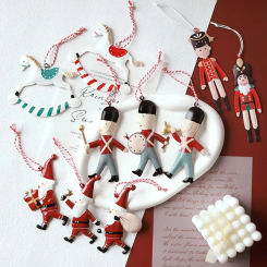 Nordic Christmas Hanging Pendants Double-sides Painted Red&White Drop Ornaments Party Supplies Photo Prop Xmas Tree Decor