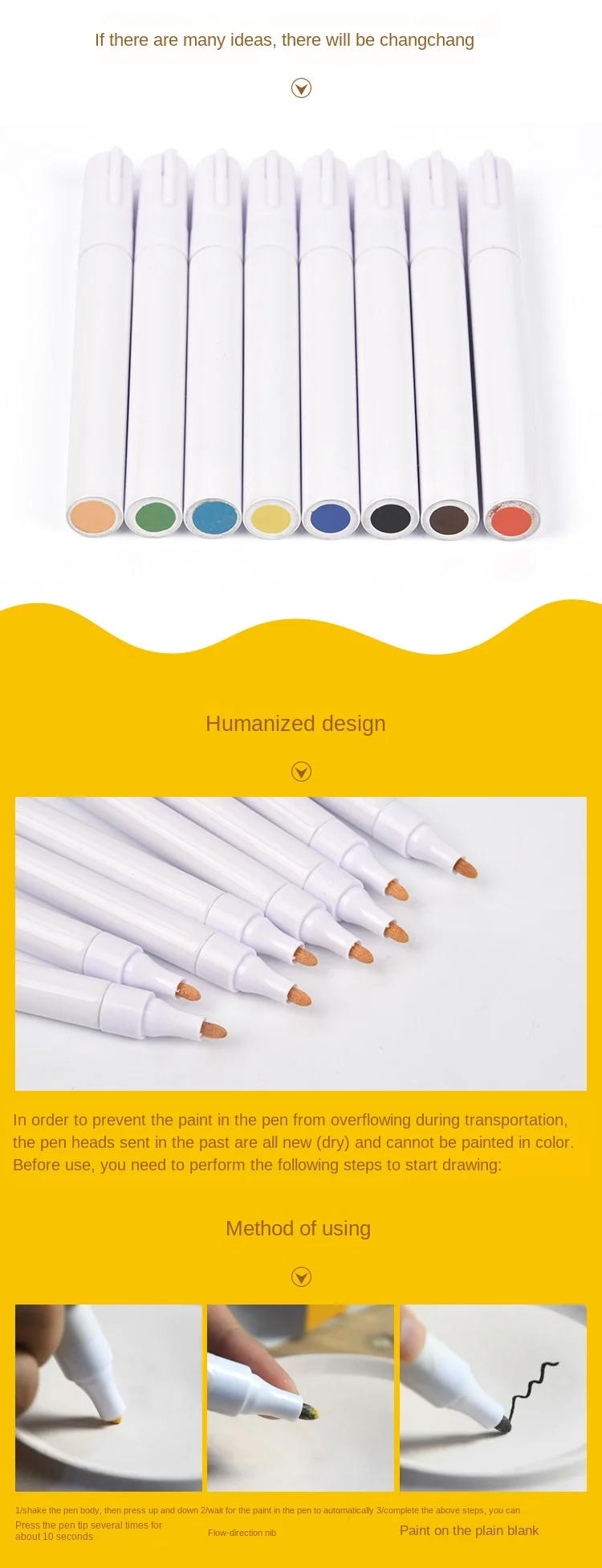 Description Picture 4 of itemPottery & Ceramics Tools: 12-Color Ceramic Underglaze Marker Pen for DIY Painting and Ceramic Drawing