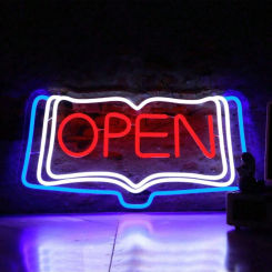 Book Led Neon Sign USB Powered Aesthetics Neon Light For Wall Decor Bedroom Party Classroom Study Room Decor Birthday Art Gift